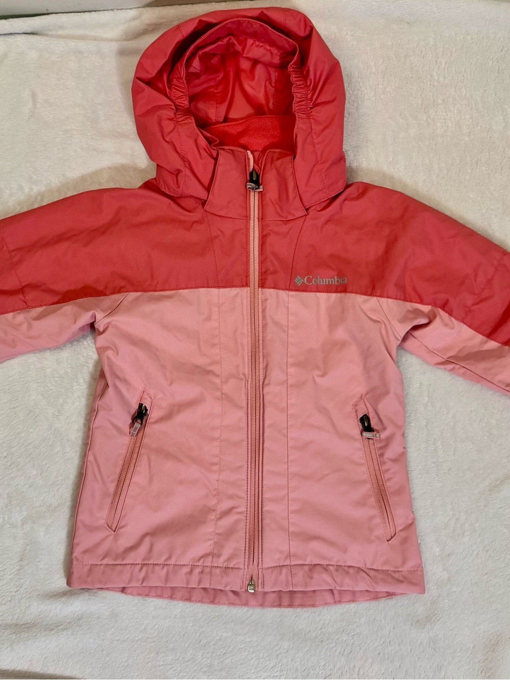 Columbia Interchange Unisex Kids 2XS Hooded Full Zip Up Ski Jacket Pink/Red